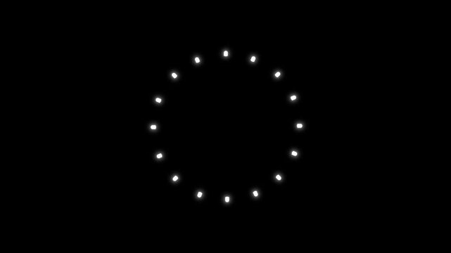 Futuristic white neon circle light progress indicator with smooth pulse animation on black background for UI design and tech overlays