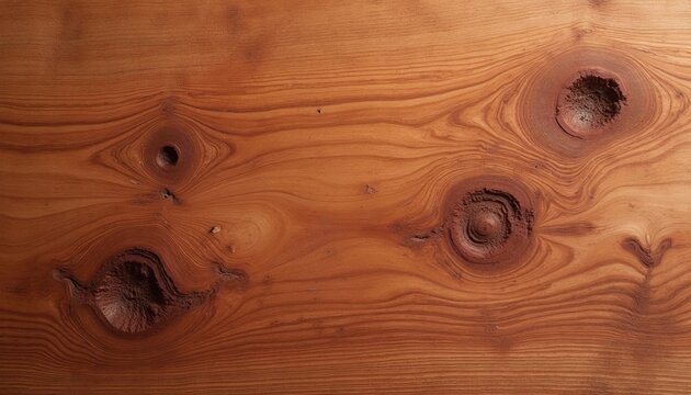 Natural red cedar wood texture with visible grain pattern, dark knots. Brown timber surface shows organic swirling lines. Detailed lumber plank background for design projects. Rustic aged forest
