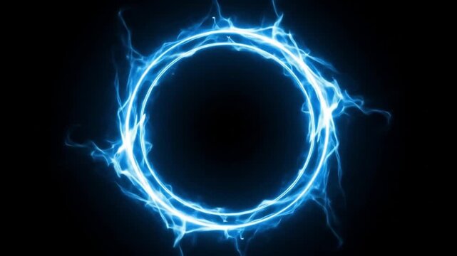 Electric blue glowing circle with lightning effect