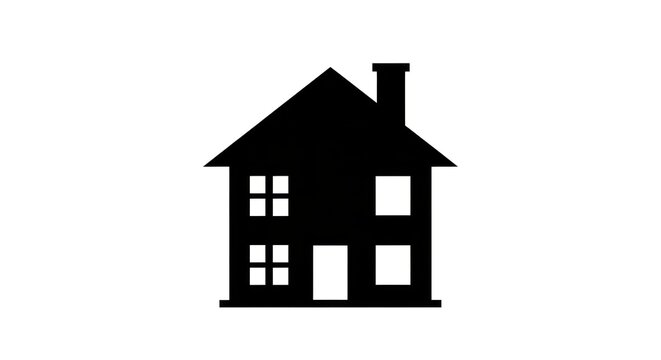 Simple black house silhouette icon.