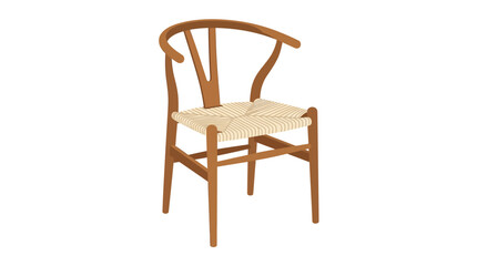 Fototapeta premium Elegant Wooden Armchair with Y-back Design and Woven Seat for Modern Home Decor