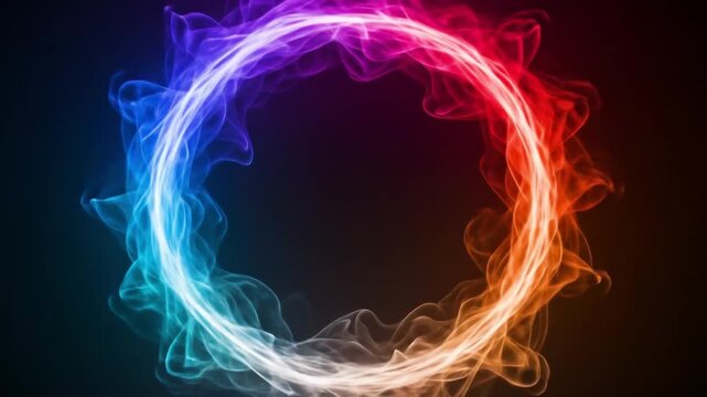 Multicolored Smoke Circle on Dark Background