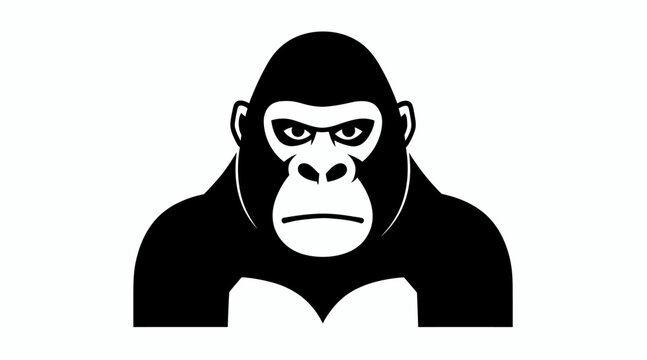 Stylized Gorilla Face Icon - Strong Ape Vector Art