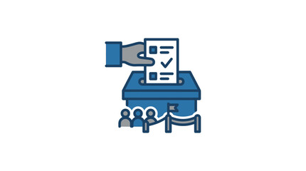 Fototapeta premium Voting concept: hand placing ballot paper into ballot box