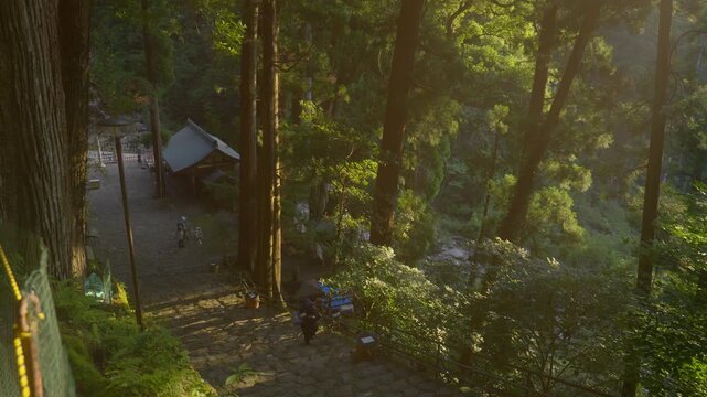Approach Path to Nachi Waterfall and Hirou Shrine, Kumano Kodo World Heritage, Nachikatsuura, Wakayama, Japan　世界遺産・熊野古道「那智の滝・飛瀧(ひろう)神社の参道」和歌山県那智勝浦町