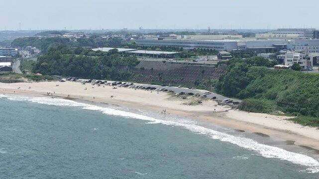 茨城県日立市 久慈浜海岸と日立港のドローン空撮
