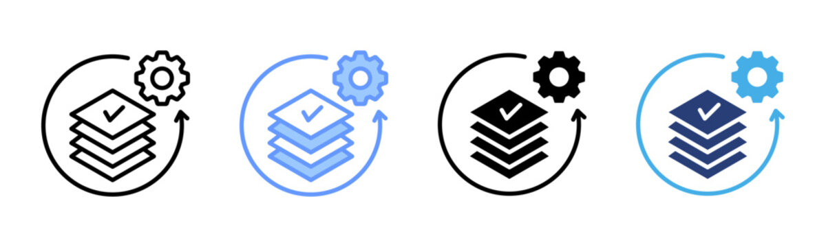 Batch Processing icon set multiple style collection