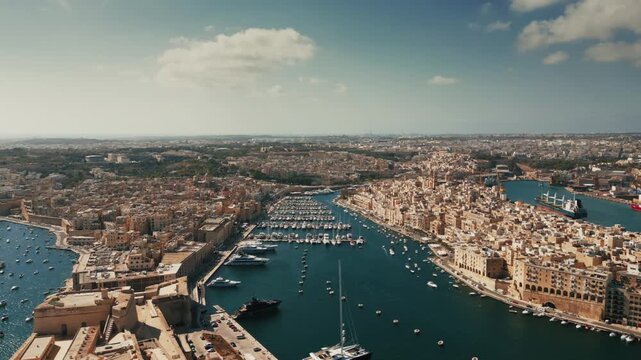Grand Harbour aerial (Fort St Angelo, Birgu, Senglea), Valletta, Malta