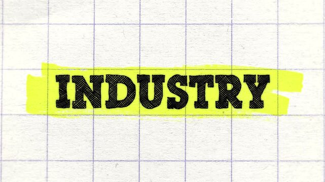 Industry Text Highlighted on Grid Paper for Documentary Opener