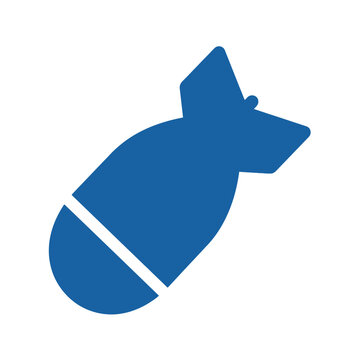 Isolated blue bomb icon symbol on white background, danger or explosion concept