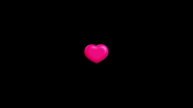 3D Pink Hearts Explosion Animation on Transparent Background Alpha Channel