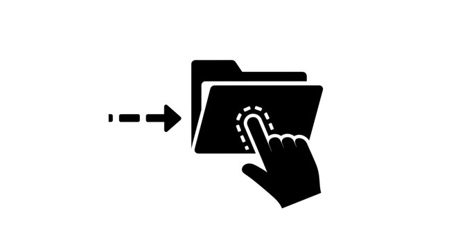 Hand clicking on a folder icon.