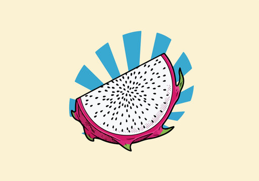 Dragon Fruit Slice with Sunburst