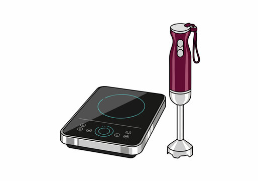 Electric hand blender and induction cooktop