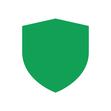 Isolated simple green shield shape on white background, security symbol, protection emblem, defense icon