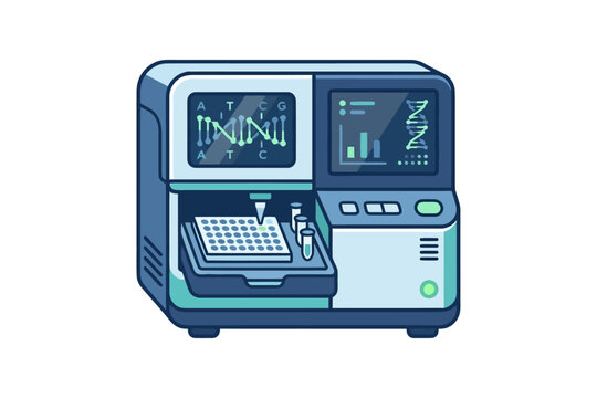 DNA Sequencer Laboratory Machine Vector Illustration