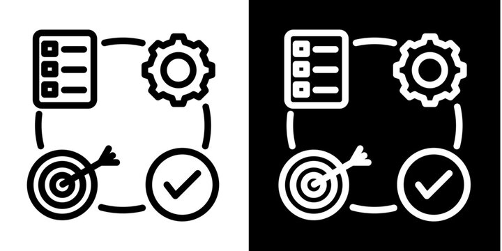 Pdca Cycle  Icon Set White Line Style Collection