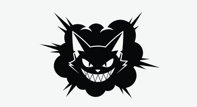 Menacing Cat Illustration with Sharp Features and Intense Expression.