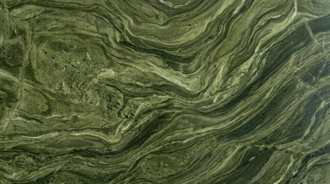 Close-up of Green Marble Texture with Natural Swirls and Patterns.
