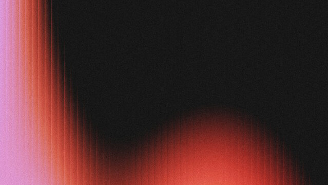 Minimal dark textured abstract backdrop featuring vertical streaked gradient light. Soft pink and fiery red grainy noise glow against deep black space.

