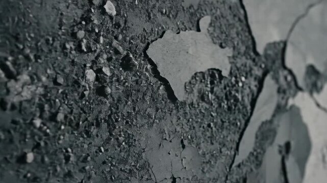 Peeling paint and crumbling concrete surface