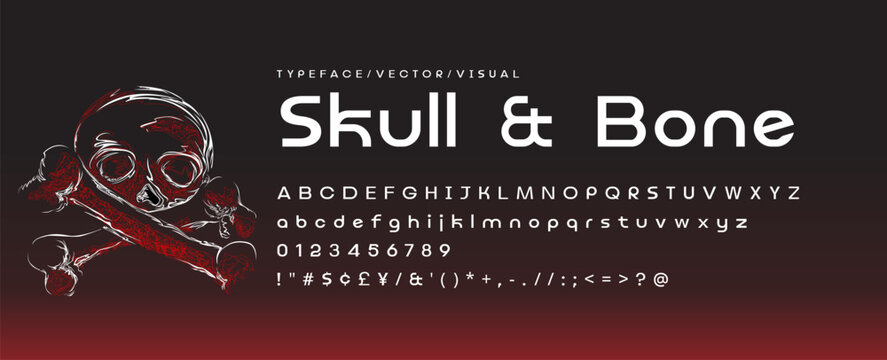 Dark red skull and bone vector alphabet for bold, edgy, and creative graphic design projects.
