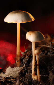 gilled mushroom amidst leaves