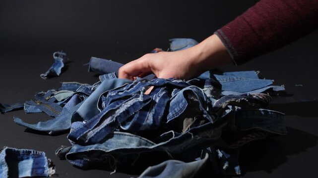 Shredded Denim Fabric Textile Recycling Waste