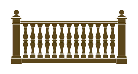 Fototapeta premium Elegant Balustrade Design: A classic brown balustrade with ornate balusters and finials, showcasing timeless architectural detail and decorative railing.