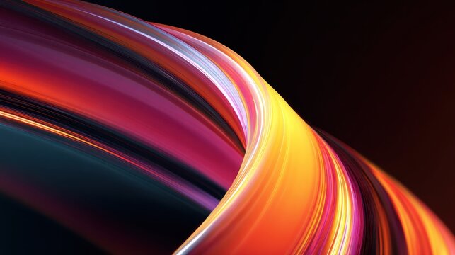 Abstract flowing colorful shape on dark background