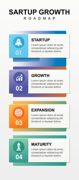 Startup Growth Roadmap Infographic Template with 4 Steps and Business Icons