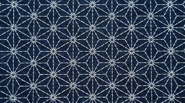 Traditional Japanese Asanoha Geometric Pattern Seamless Background.
