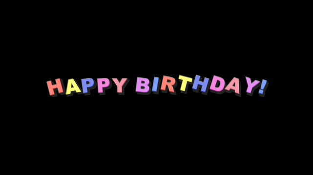 Happy birthday colorful animated text for celebration and party greeting