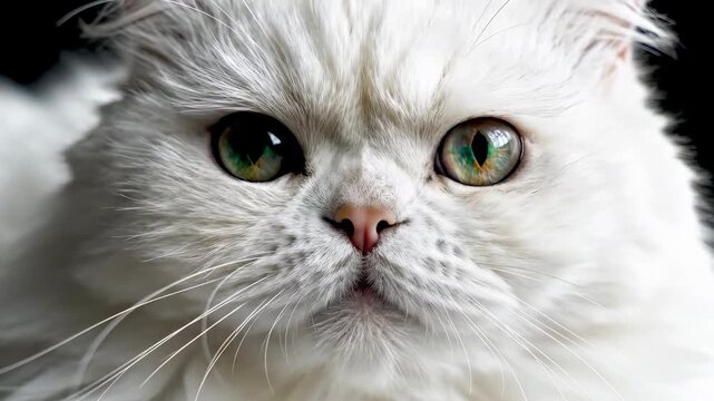 Spectacular 4k cinematic macro overhead view of a majestic feline portrait capturing ultra-detailed fur and whisker textures under ethereal cool blue minimal lighting, conveying