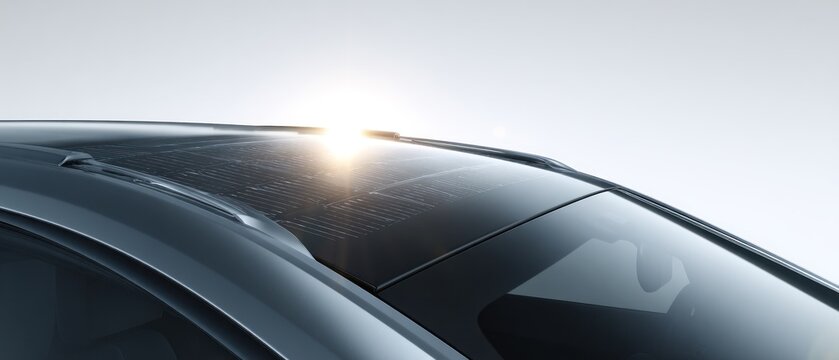 Solar panel roof of a modern car