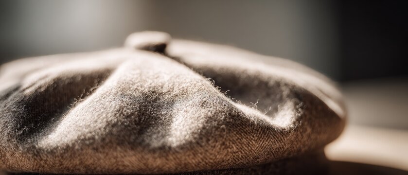 Close up of a tweed flat cap