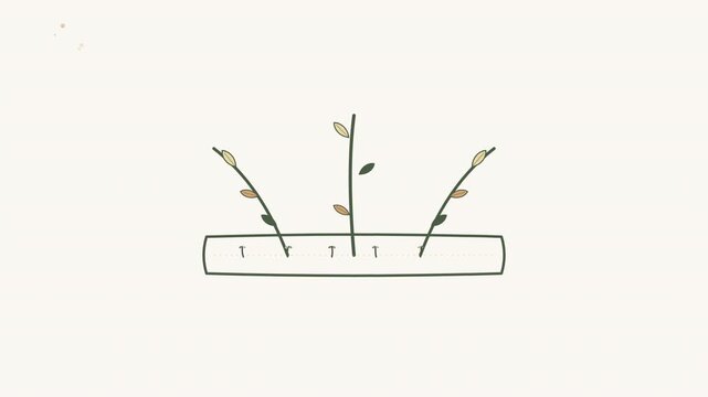 Minimalist hand drawn illustration of three small plant sprouts growing from a rectangular container.