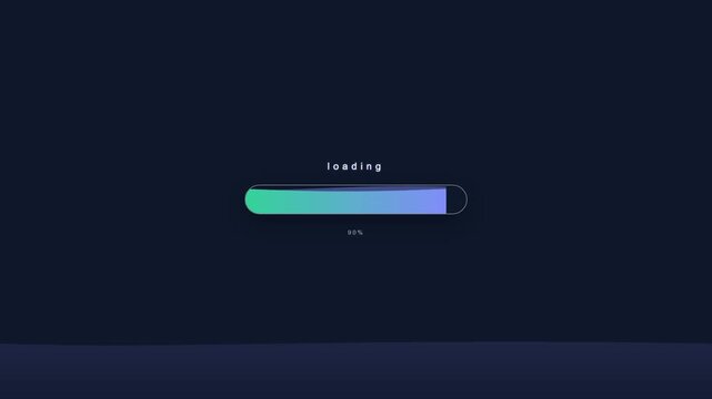 Minimalist loading bar interface design with a smooth gradient progress indicator on a dark background.
