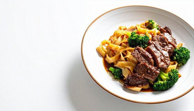 Gourmet Sliced Beef and Broccoli Stir-Fry with Wide Rice Noodles
