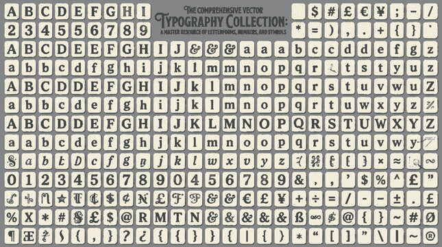 Comprehensive vector typography collection with displays vast collection vintage style serif typography, typography