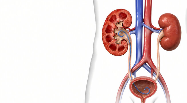 Urinary system diagram with ureteral stent in kidney and bladder
