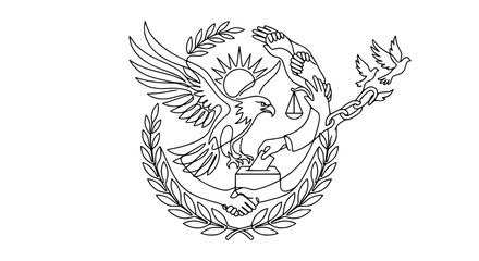 Obraz premium Symbolic Eagle, Voting, Justice, Freedom, Peace, Unity