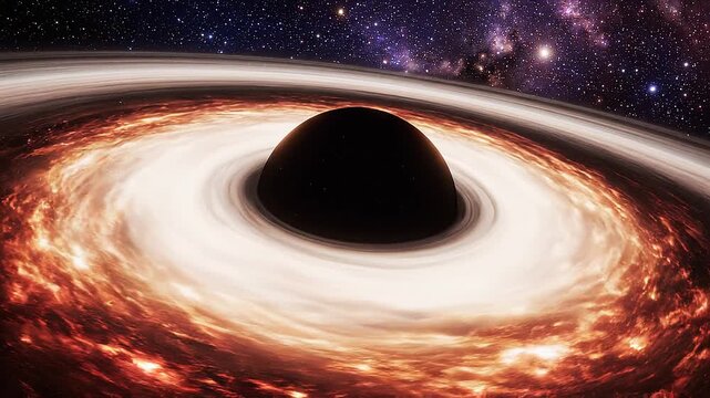 Black Hole Forming with Gravitational Light Distortion and Cosmic Accretion Disk Cinematic Deep Space Background