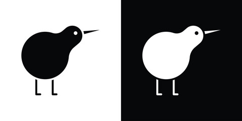 Obraz premium Kiwi bird icon line pictogram set