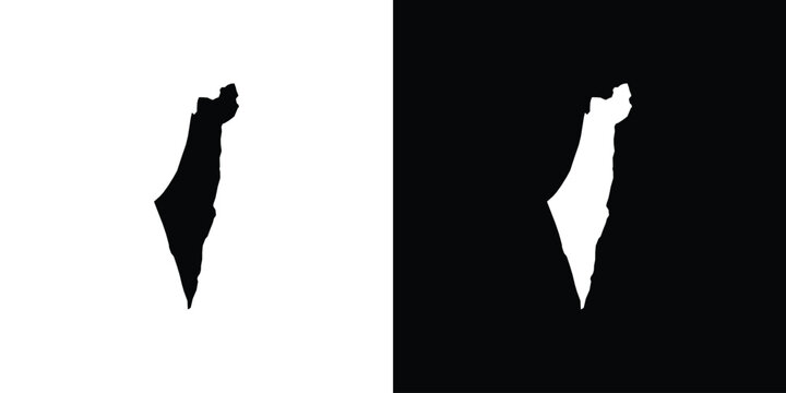 isreal map icon line pictogram set