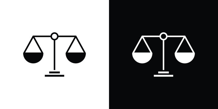 justice balance scale icon line pictogram set
