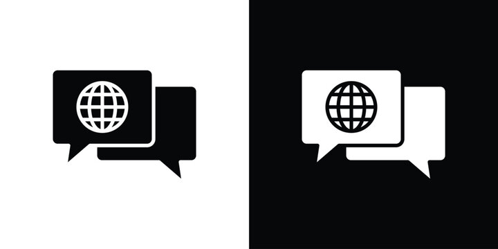Language icon line pictogram set