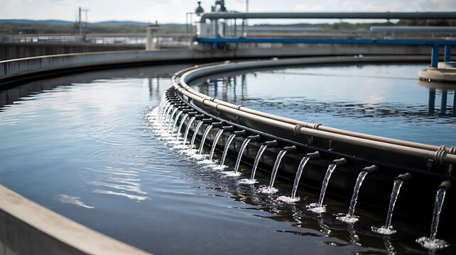Industrial wastewater treatment plant with circular filtration system for clean water management
