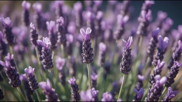 Fragrant purple lavender bloom closeup blossom plant flower soft sunlight serene bloom purple