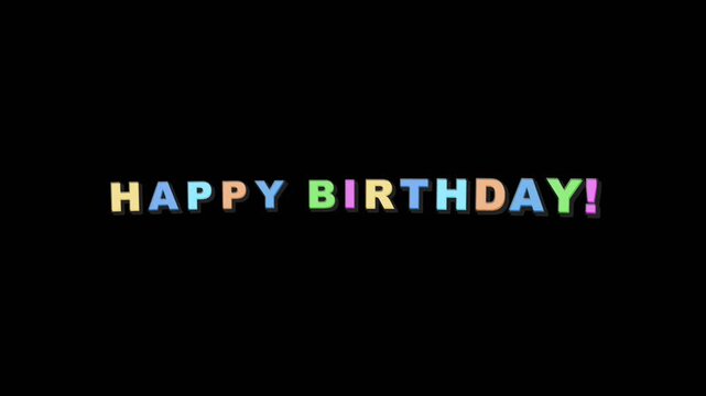 Happy birthday colorful animated text greeting for celebration